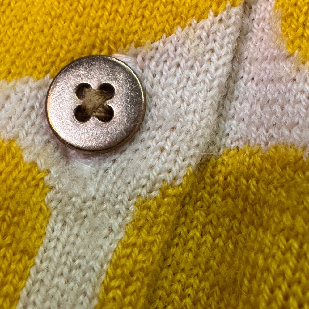 J.Crew Giraffe Print Merino Wool Cardigan Women's M Mustard Yellow Cream - Picture 5 of 11